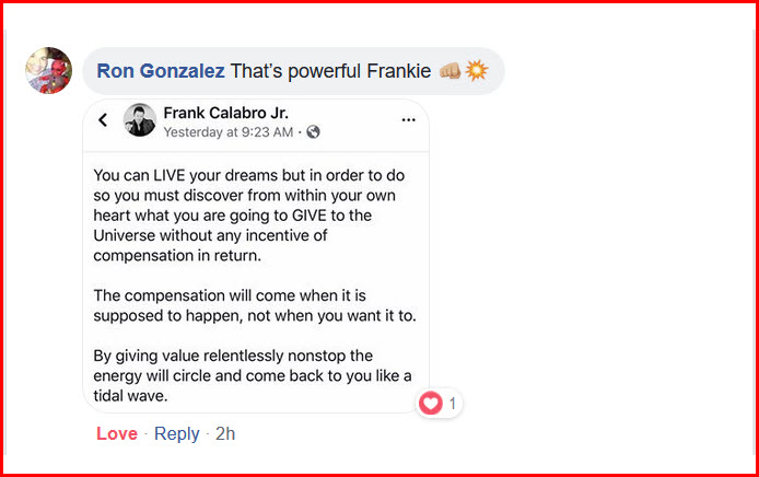 testimonial Frank Calabro Jr